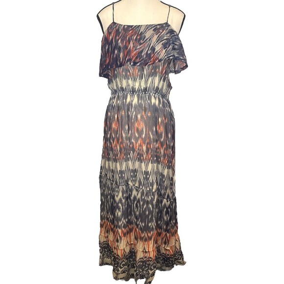 JOIE Rominette Pure Silk Multi Color Lined Ruffle Sleeveless Maxi Dress Sz M NEW - Picture 1 of 10
